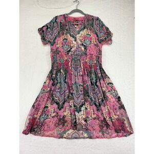 Johnny Was Thia Burnout Dress‎ Paisley Melody Multi Color Size S
